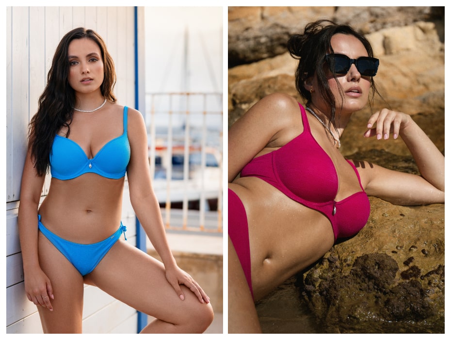 Plavková popdrsenka Triola, pro středně velká prsa, Top-Fit, tyrkysová, fuchsiová